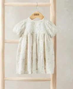 Embroidered Puff Short Sleeve Dress