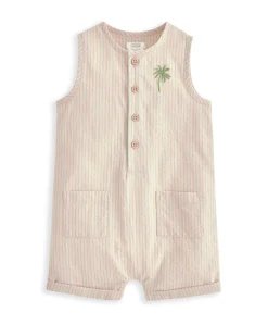 Embroidered Romper & Bucket Hat Set (2 Pieces) - Orange