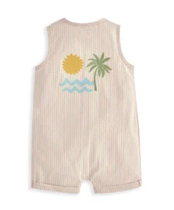 Embroidered Romper & Bucket Hat Set (2 Pieces) - Orange
