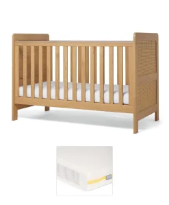 Esna Cotbed & Essential Airflow Pocket Spring Cotbed Mattress Bundle - Rattan