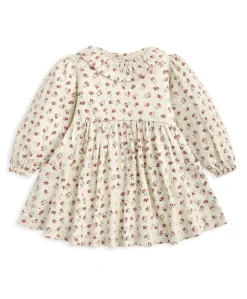 Floral Frill Collar Dress & Embroidered Knit Vest Set (2 Pieces)