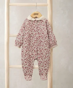 Floral Sleepsuit with Broderie Collar
