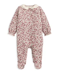 Floral Sleepsuit with Broderie Collar