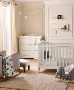 Flyn 2 Piece Cotbed Set with Dresser Changer - White