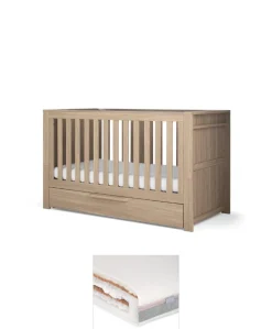 Franklin Cotbed & Luxury Hybrid Twin Mattress Bundle - Oak