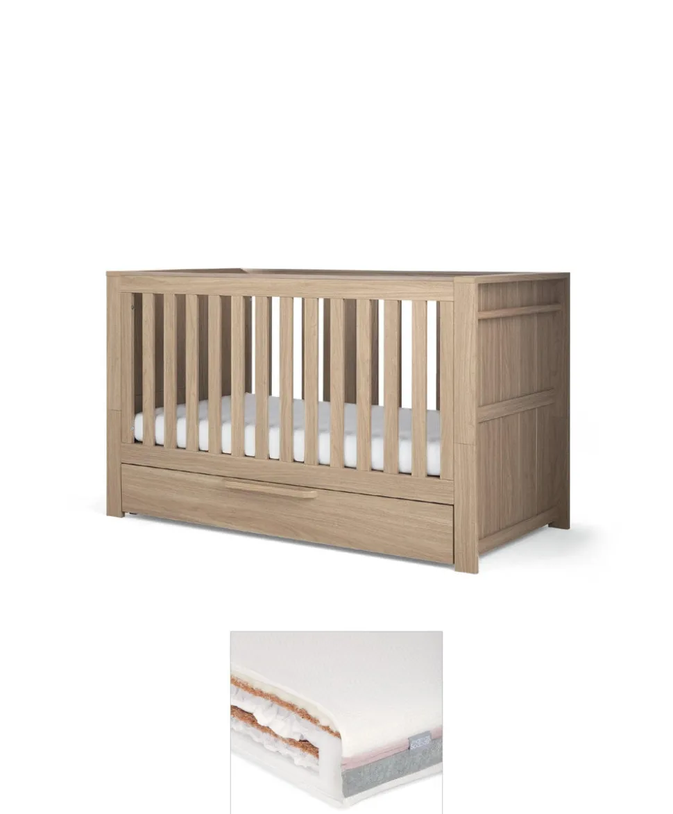 Franklin Cotbed & Luxury Hybrid Twin Mattress Bundle - Oak