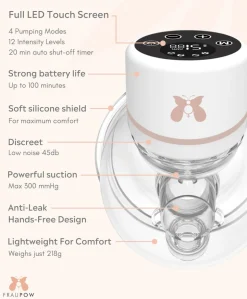 Fraupow Wearable Breast Pump & Breast Milk Storage Bags Bundle