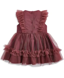 Frill Shoulder Tulle Dress - Pink