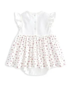Frill Sleeve Dress & Bow Headband Set (2 Pieces) - Ditsy Rose Print