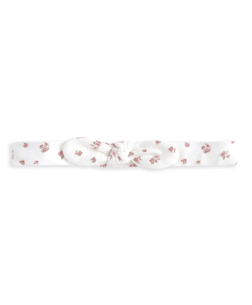 Frill Sleeve Dress & Bow Headband Set (2 Pieces) - Ditsy Rose Print