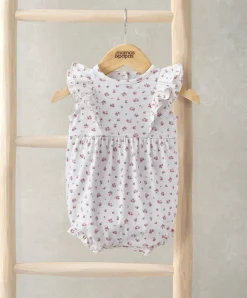 Frill Sleeve Shortie Romper - Ditsy Rose Print
