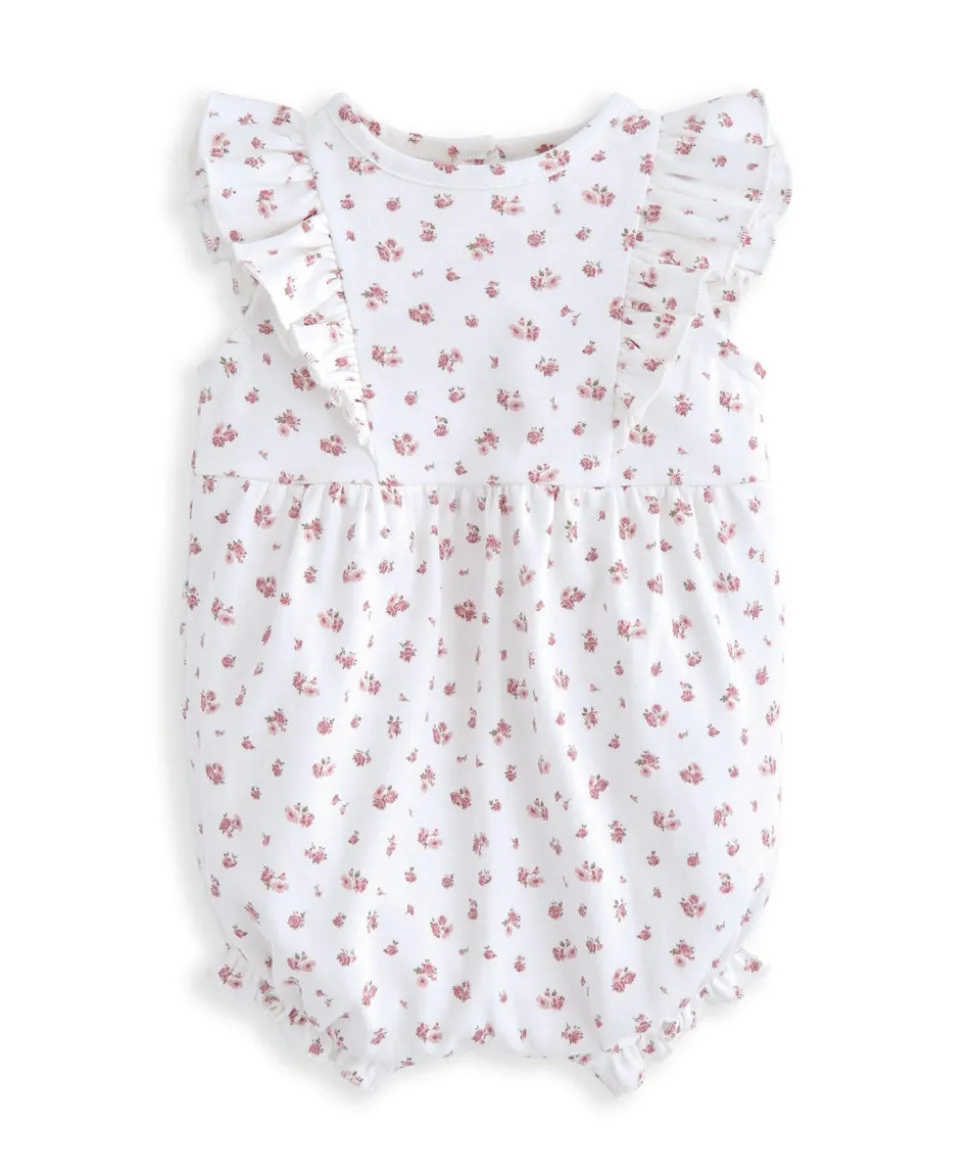 Frill Sleeve Shortie Romper - Ditsy Rose Print