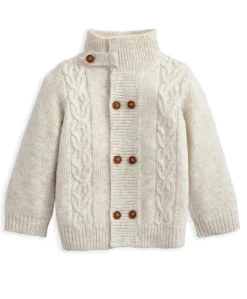 Funnel Neck Cable Knit Cardigan