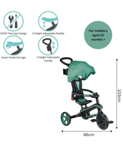 Globber Explorer Foldable 4-in-1 Trike - Olive