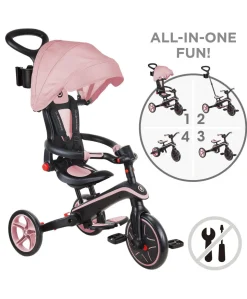 Globber Explorer Foldable 4-in-1 Trike - Pastel Pink
