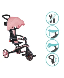 Globber Explorer Foldable 4-in-1 Trike - Pastel Pink
