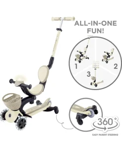 Globber Go Up Baby 360 Lights Scooter – Taupe