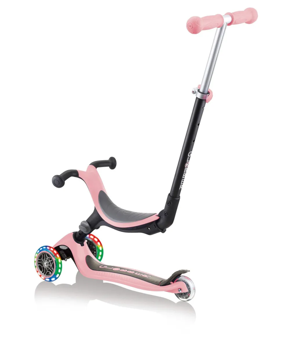 Globber Go Up Foldable Lights Scooter - Pastel Pink