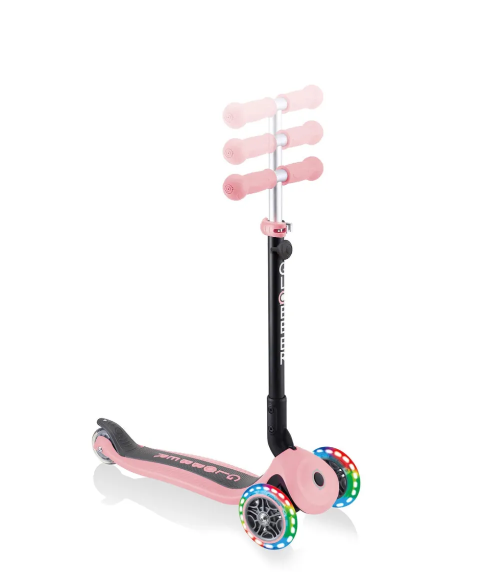 Globber Go Up Foldable Lights Scooter - Pastel Pink