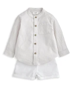 Grandad Collar Shirt & Shorts Set (2 Pieces)