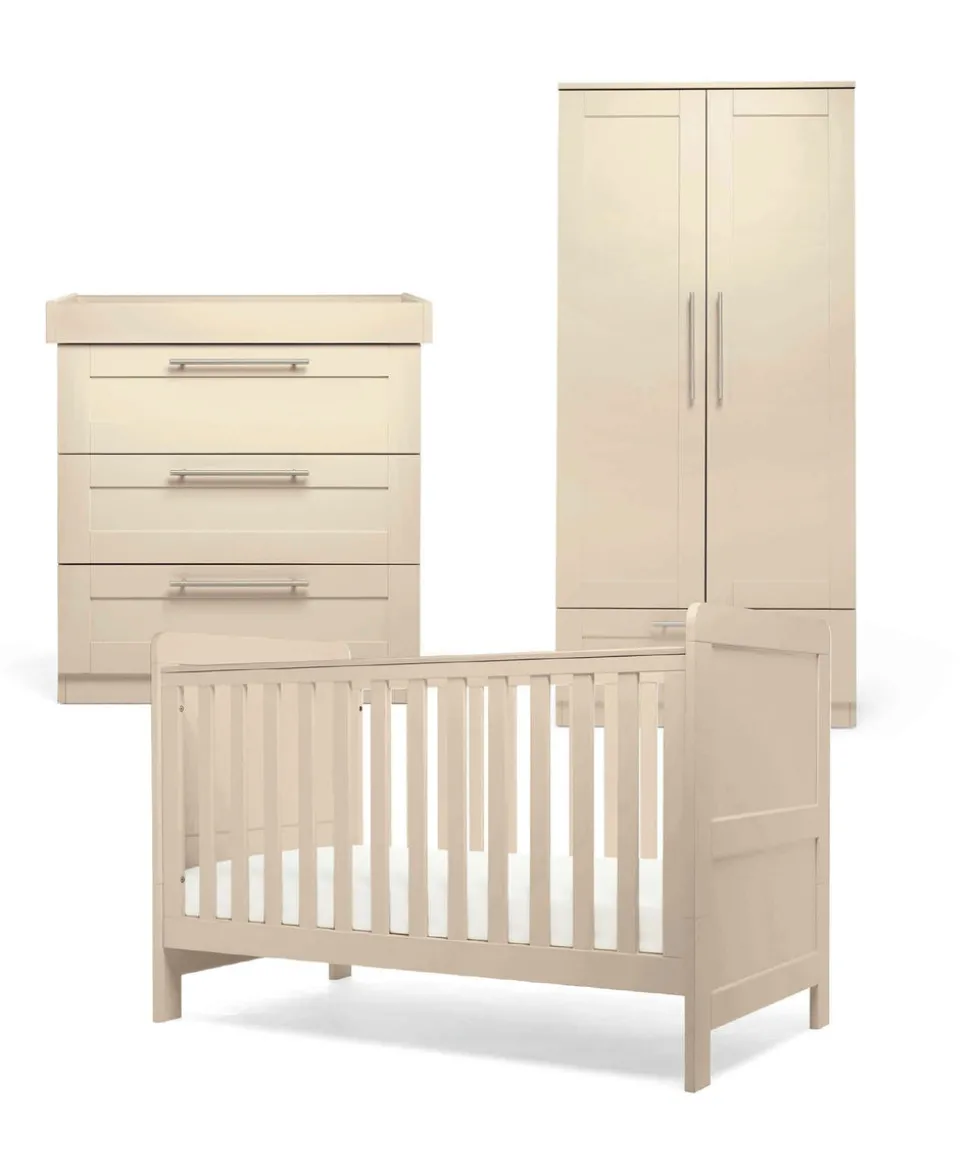 Hampden 3 Piece Cotbed Range with Dresser Changer & Wardrobe - Cashmere