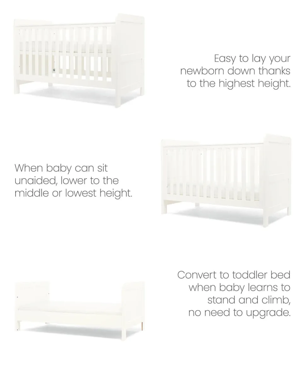Hampden Cotbed & Essential Airflow Pocket Spring Mattress Bundle - White