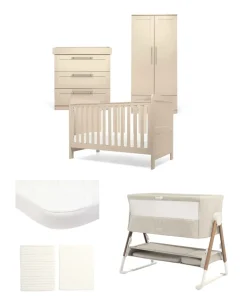 Hampden Nursery Bundle with Lua Bedside Crib (6 Piece) – Cashmere