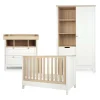Harwell 3 Piece Convertible Cot Range with Dresser Changer & Wardrobe - White/Natural