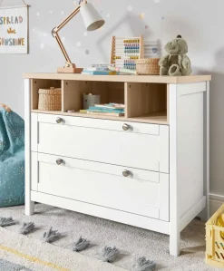 Harwell 3 Piece Convertible Cot Range with Dresser Changer & Wardrobe - White/Natural