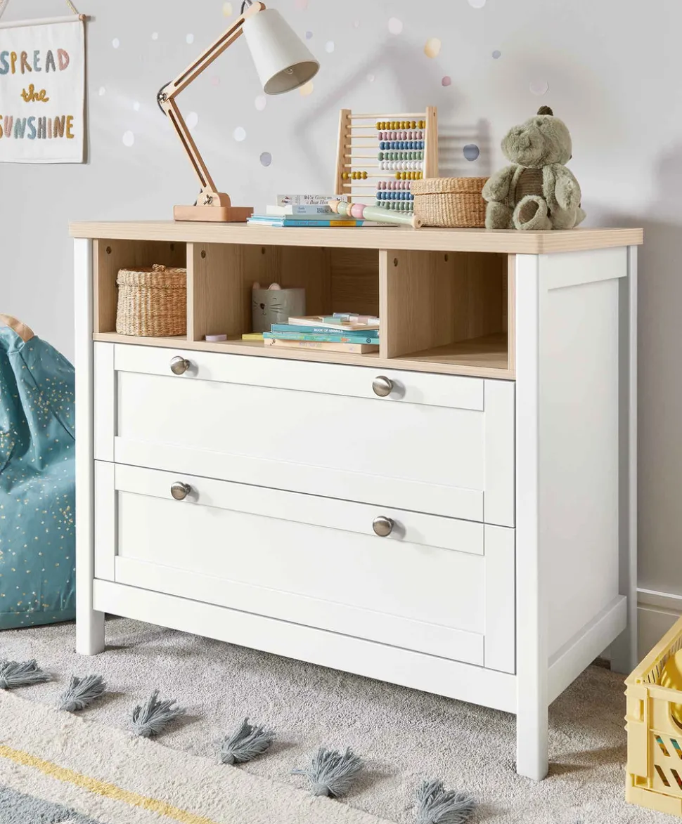 Harwell 3 Piece Convertible Cot Range with Dresser Changer & Wardrobe - White/Natural