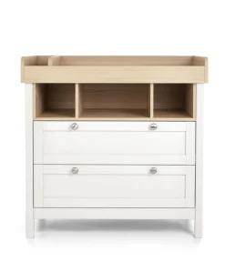 Harwell 3 Piece Convertible Cot Range with Dresser Changer & Wardrobe - White/Natural