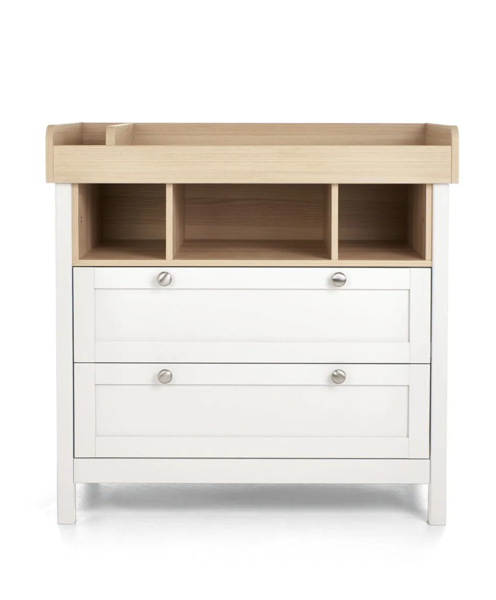 Harwell 3 Piece Convertible Cot Range with Dresser Changer & Wardrobe - White/Natural
