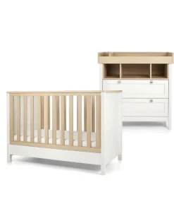 Harwell 2 Piece Convertible Cot Set with Dresser Changer - White/Natural