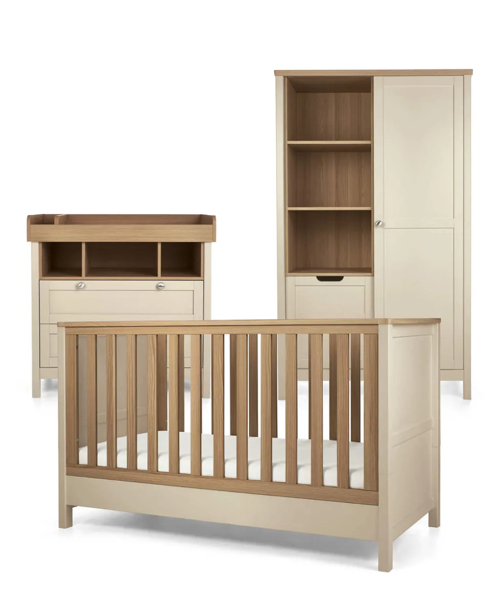 Harwell 3 Piece Cotbed Range with Dresser Changer & Wardrobe - Cashmere
