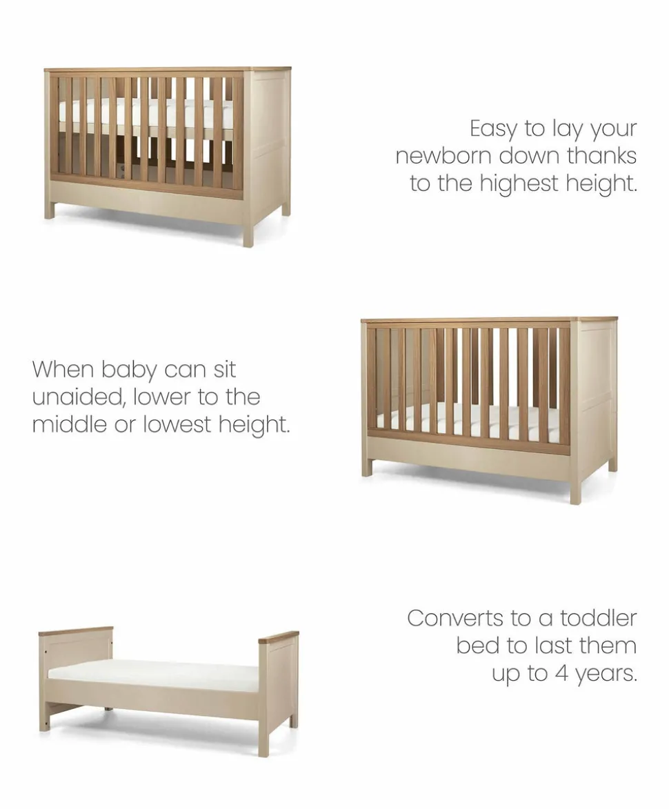 Harwell Convertible Cot Bundle with Essential Airflow Pocket Spring Cot Mattress - Cashmere