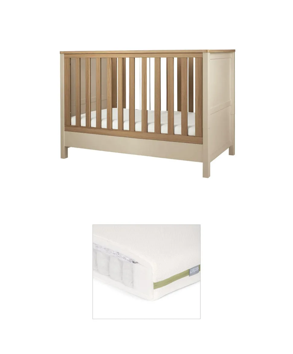 Harwell Convertible Cot Bundle with Premium Pocket Spring Cot Mattress - Cashmere