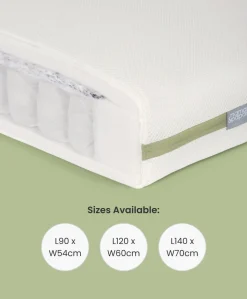 Harwell Convertible Cot Bundle with Premium Pocket Spring Cot Mattress - Cashmere