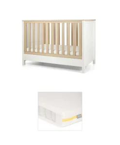 Harwell Convertible Cot Bundle with Essential Airflow Pocket Spring Cot Mattress - White/Natural