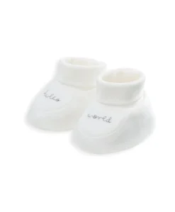Hello World Hat & Booties - White