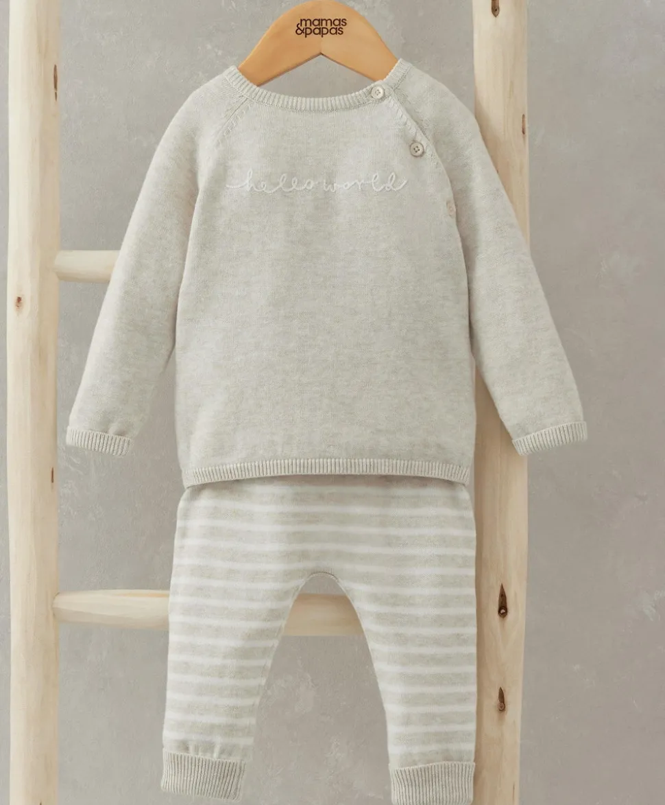 Hello World Knit Set (2 Piece) - Beige