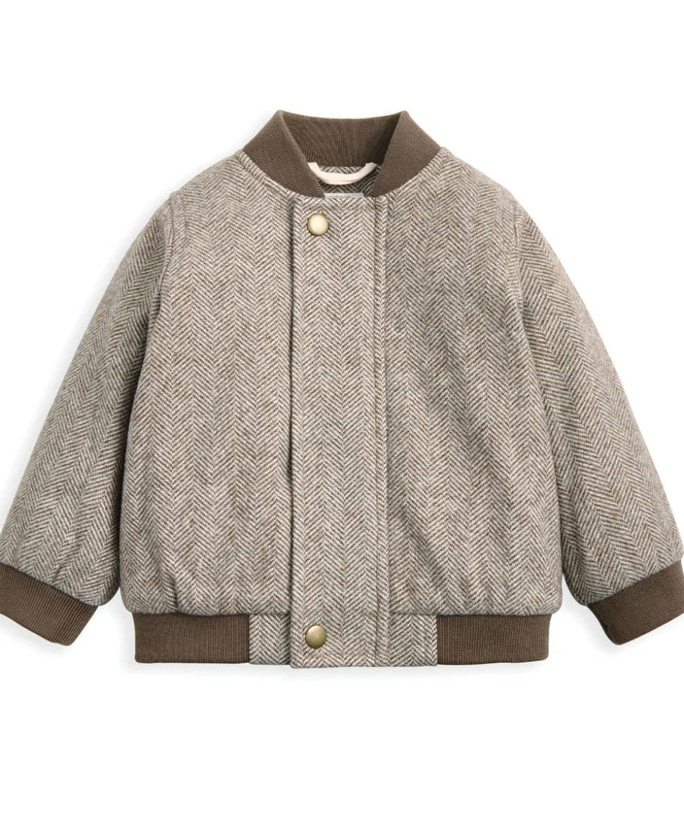 Herringbone Bomber Jacket - Oatmeal