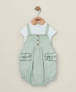 Hibiscus Shortsleeve Bodysuit & Romper Outfit Set