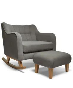 Hilston Cuddle Chair & Footstool Set - Grey Woven