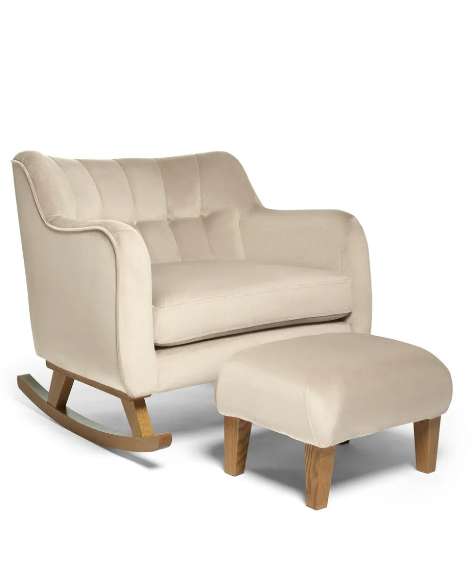 Hilston Cuddle Chair & Footstool Set - Latte Velvet