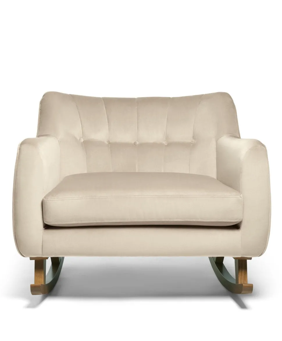 Hilston Cuddle Chair & Footstool Set - Latte Velvet