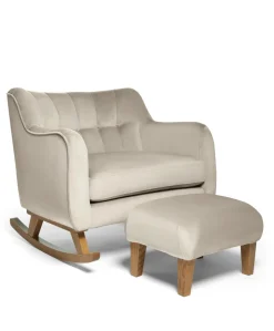 Hilston Cuddle Chair & Footstool Set - Stone Velvet