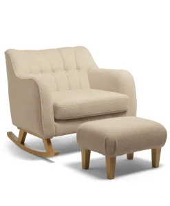 Hilston Cuddle Chair & Footstool Set - Oatmeal Boucle