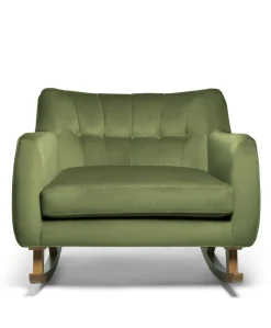 Hilston Cuddle Chair & Footstool Set - Olive Velvet
