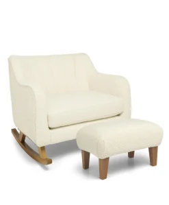 Hilston Cuddle Chair & Footstool Set - Oyster Chenille Boucle