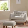 Hilston Cuddle Chair & Footstool Set - Silver Woven